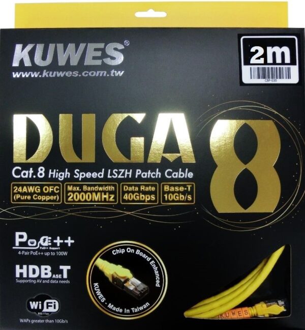 Patch Cord Cat8 High Speed Ethernet Cable up to 40Gbps 2Mtr. Kuwes