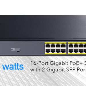 CUDY 16-Port Gigabit PoE+ Switch with 2 Gigabit SFP Ports, Model: GS1020PS2
