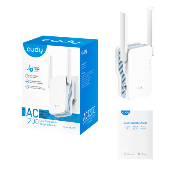 CUDY AC1200 Dual Band Range Extender, Model: RE1200