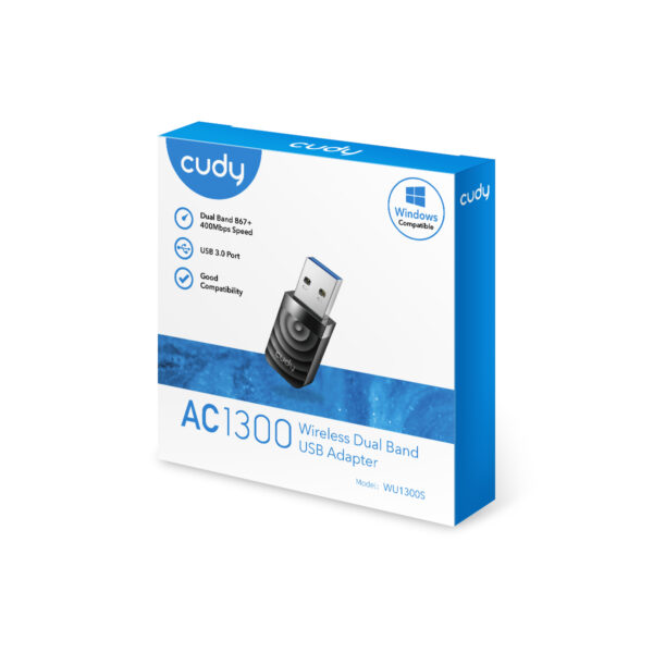 CUDY AC1300 High Gain USB Wi-Fi Adapter, Model: WU1300S
