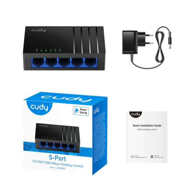 5-PORT GIGABIT CUDY 10/100/1000 PLASTIC SWITCH GS105D - Image 3