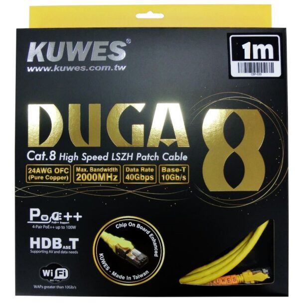 Patch Cord Cat8 High Speed Ethernet Cable up to 40Gbps 1 Mtr. Kuwes