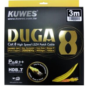 Patch Cord Cat8 High Speed Ethernet Cable up to 40Gbps 3Mtr. Kuwes
